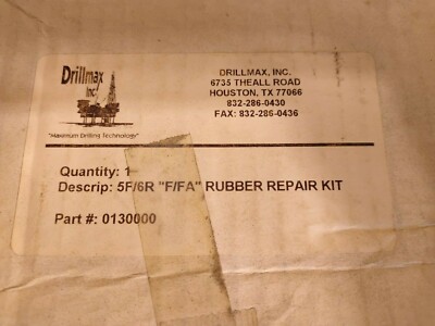 Drillmax model F/FA Ported Plugger Type - 5F/6R Rubber Repair Kit p/n; 013000