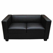 2er Sofa Couch Loungesofa Lille Kunstleder, schwarz