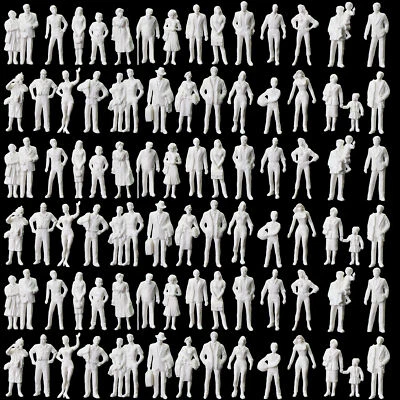 EVEMODEL 90pcs O Scale 1:43 Model Standing Figures Unpainted White People P4310B