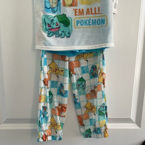 NWT Pokemon White and Blue 3-piece Pajama Set with Graphic Design - Picture 5 of 7