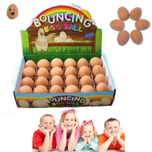 BOUNCY FAKE EGG, Rubber Balls, Egg Jet Ball Party Bag Filler joke fun