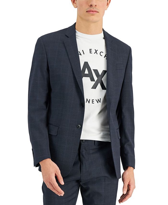 AX Armani Exchange Mens Windowpane Wool Suit Jacket 38 R | eBay