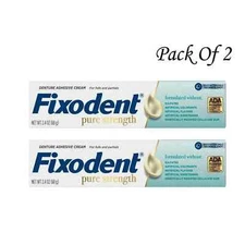 Fixodent Pure Strength Denture Adhesive Cream, 2.4 oz (Pack Of 2)