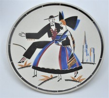 Ancienne assiette signée K&G LUNEVILLE FRANCE collection céramique couple Alsace