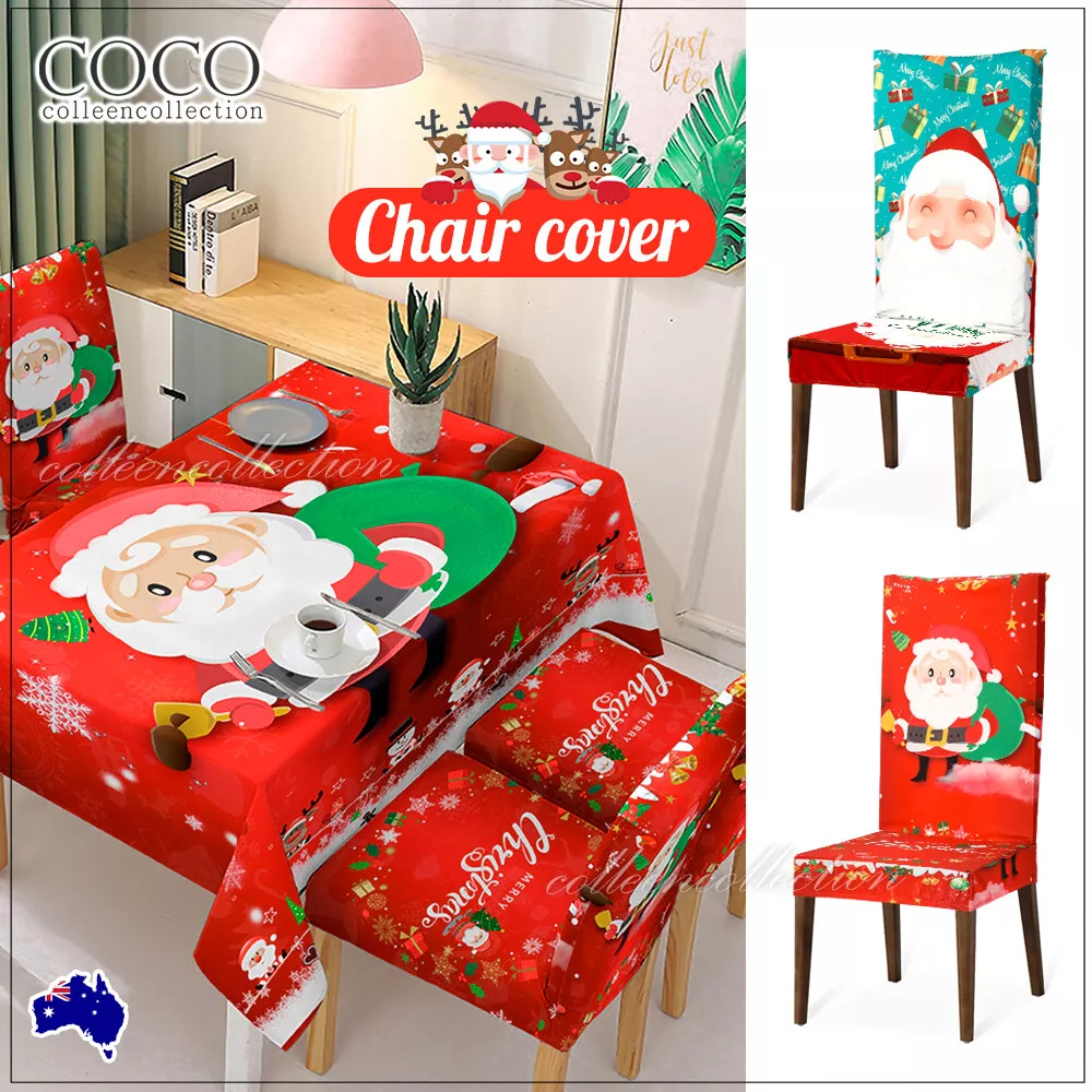 Christmas Dining Chair Covers XMAS Party Decorations Santa Claus