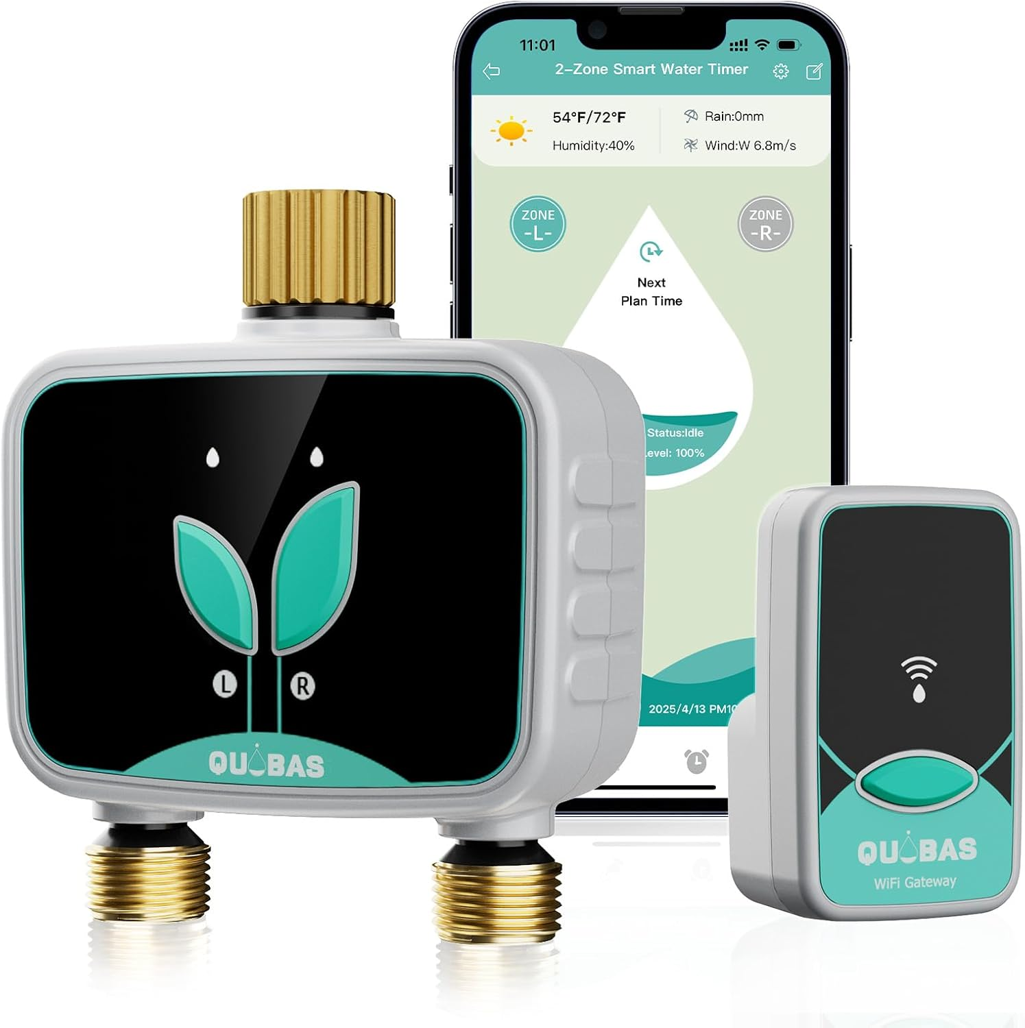 Smart 2-Zone WiFi Sprinkler Timer with Brass Inlets for Garden Irrigation