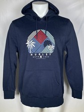 Hurley Classic Graphic Fleece Navy Blue Hoodie Sweatshirt Men's LARGE