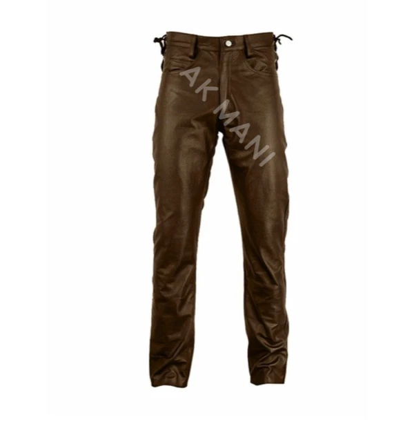 Men's Leather Trouser Pants '501 JEANS STYLE' Brown Cowhide Classic Biker Pants
Opens in a new windo