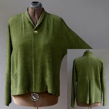 Staples Eco Friendly Tencel Rayon Blend Retro Style Jacket Avocado Black Weave L