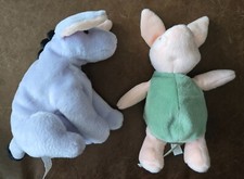 Disney Classic Eeyore  Piglet plush beanbag collectibles NWT retired vintage 8"