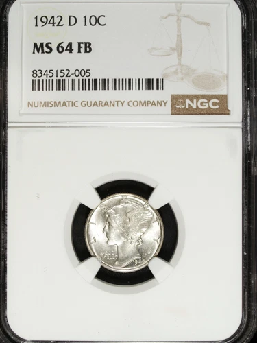 1942 D NGC MS 64 FB Mercury Silver Dime ☆☆ Great For Sets ☆☆ 005