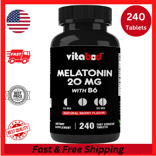 Melatonin 20mg High Potency Natural Sleep Aid Berry Flavor 240 Fast Dissolve TAB - Picture 1 of 6