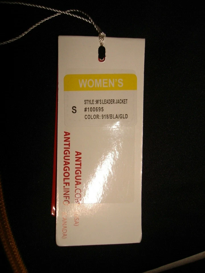NWT ANTIGUA BLACK W/YELLOW TRIM POLY/SPANDEX FULL ZIP L/S WOMENS LEADER JACKET S - Image 2 of 4