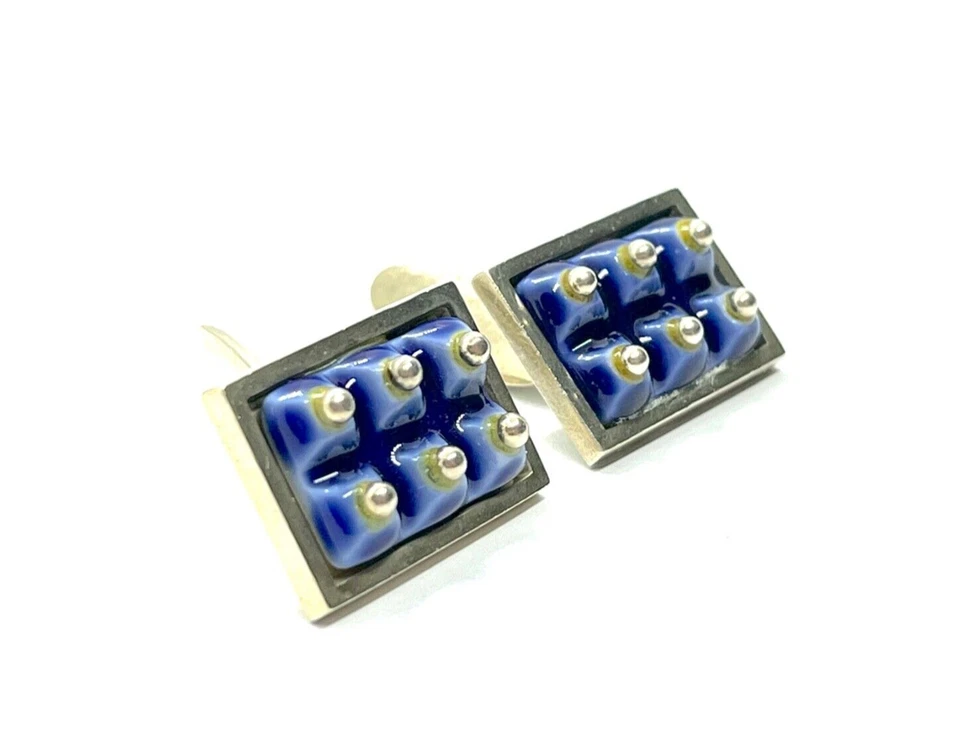 Gemelos de cerámica vintage AM Anton Michelsen de plata esterlina Royal Copenhagen Foto 3 de 4