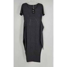 New Yacun Short Sleeve Bodycon Tie Front Stretch Pencil Dress w/Side Split Sz S