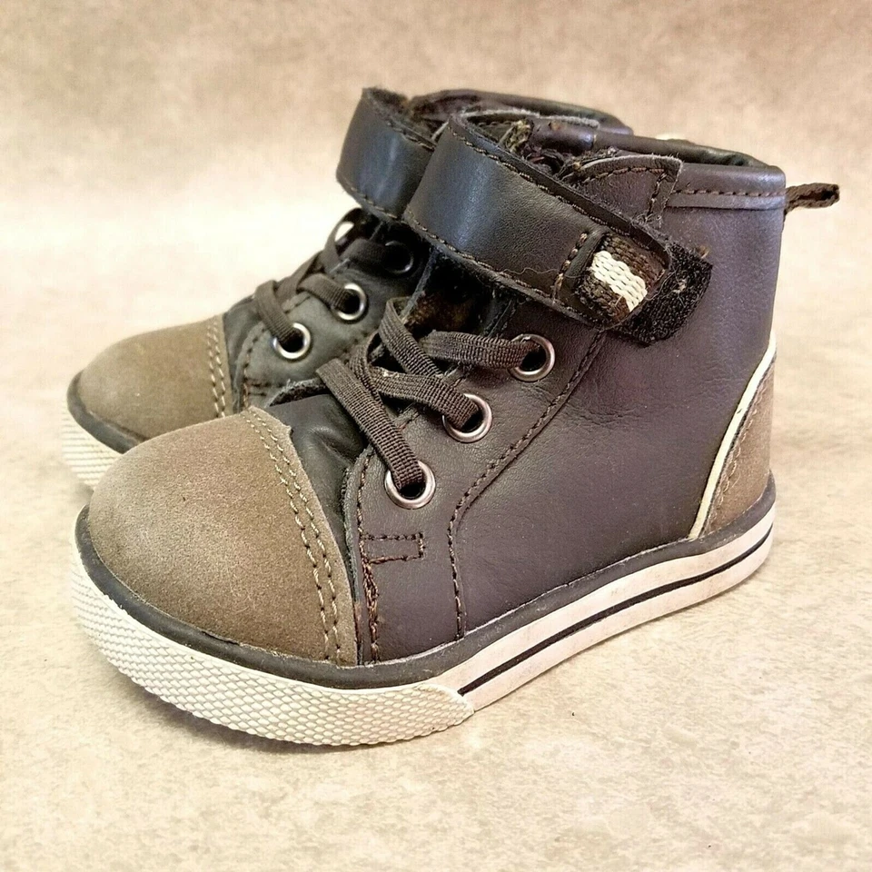 Cherokee Niños 093022541 Talla 5 Marrón Negro Cuero Cordones Botines Tenis Foto 3 de 4