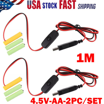 2PC/Set 4.5V AA Eliminator Cable Dummy-Battery Power Cord Replacement Cables