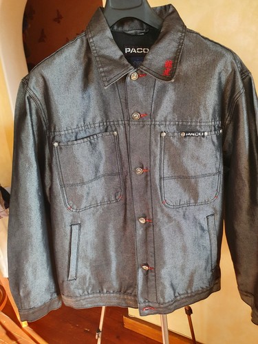 Pako Embroidered Silver Denim Jacket Vintage Y2K Dragon Tiger Japanese sz L - Picture 6 of 16