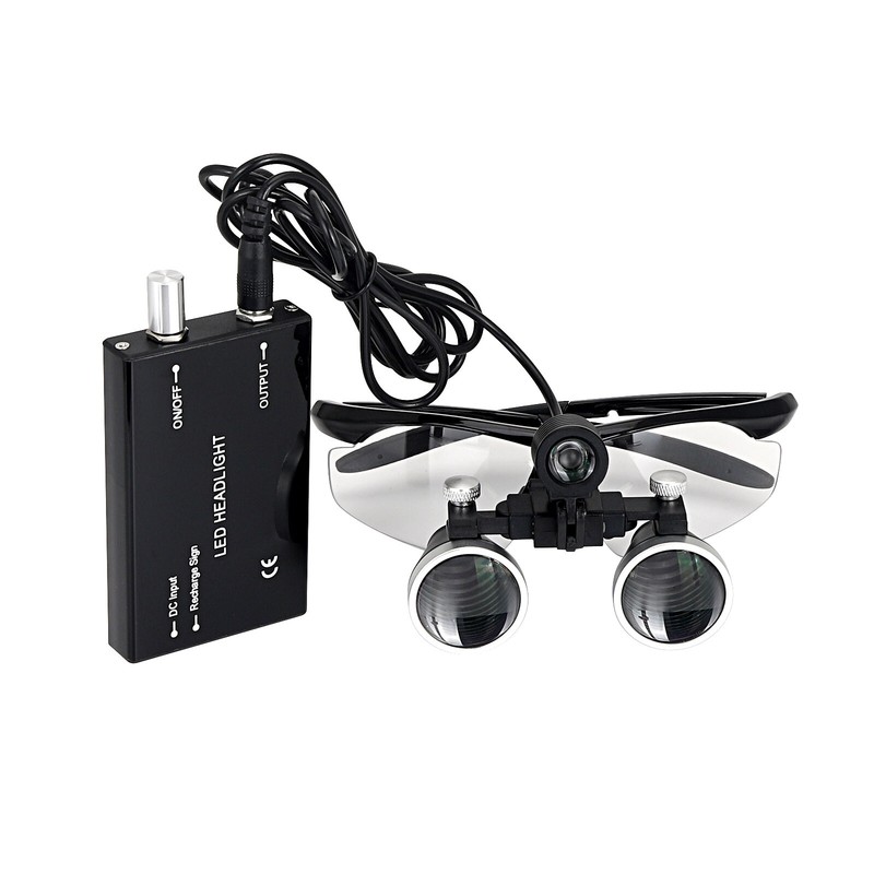 Dental Medical Surgical Binocular Magnifier Loupes 3.5X & LED Head Light Lamp