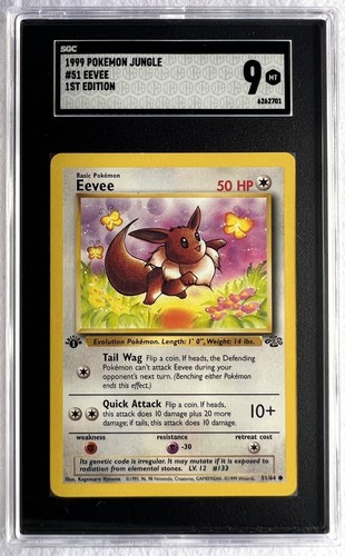 1999 POKEMON JUNGLE #51 EEVEE 1ST EDITION SGC 9 MT