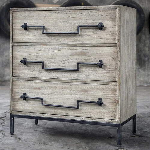 Uttermost Jory 3 Drawer Accent Chest in Aged Ivory and Black - Picture 4 of 7