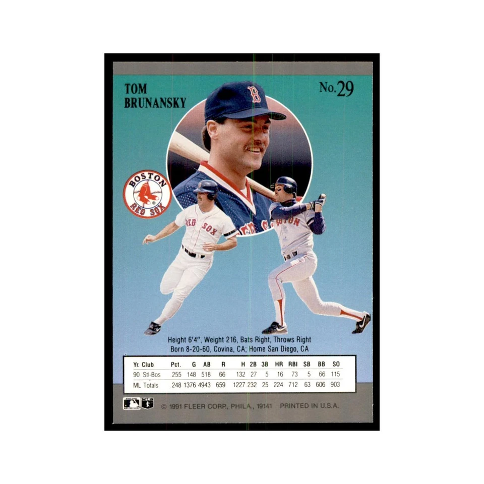 Tom Brunansky 1991 Fleer Ultra #29 Baseball Cards Baseball Card NM - Image 2 of 3