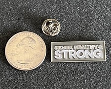 Silver Healthy & Strong Senior Healthcare Silver Tone Pin Pinback #44536