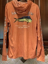 NWT Salty Crew Premium Technical Tee Hoodie UPF 40 Mahi Mahi Size Large