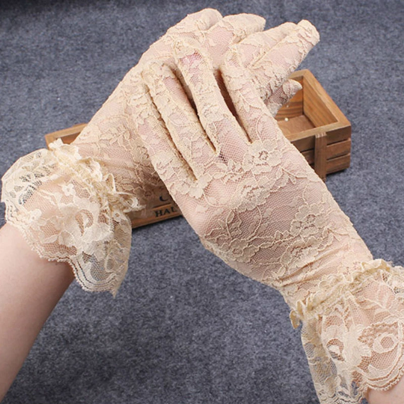 Dama Lolita Guantes de Encaje Red de Peces Moño Fiesta Baile de graduación Boda Novia Muñequera Mitones Foto 3 de 4