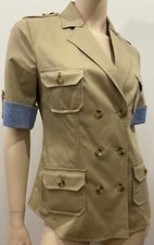 Dolce & Gabbana Beige Cotton Double Breast Short Sleeve Blazer Jacket 42 New!