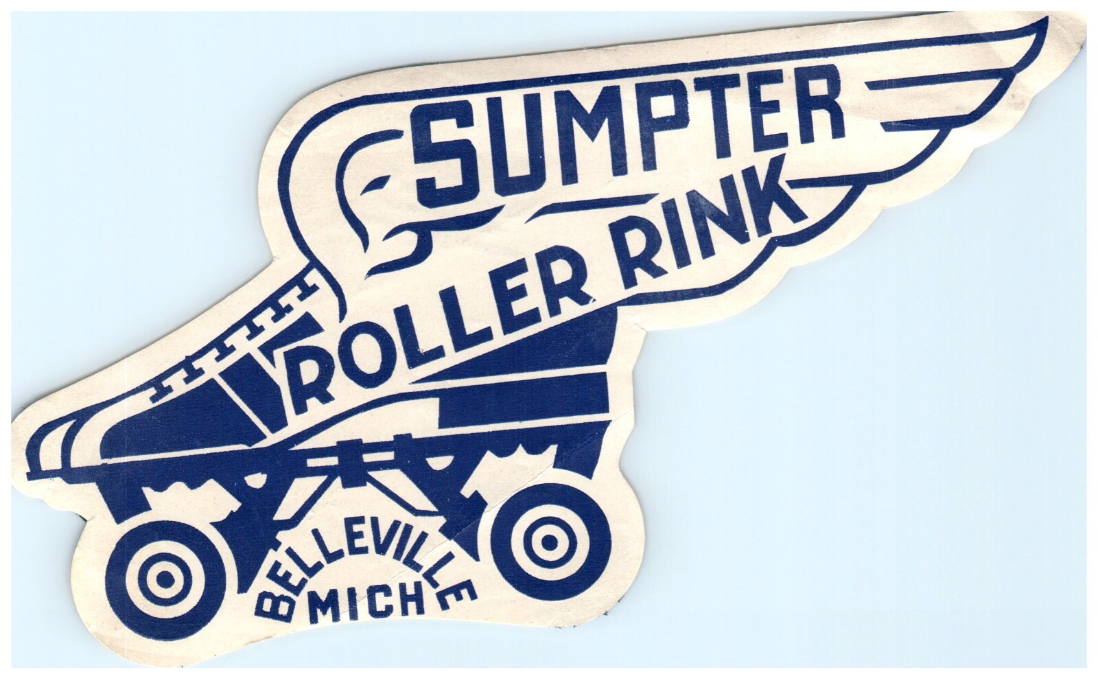 Vintage Sumpter Roller Skating Rink Sticker Decal Label Belleville MI
