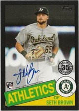 2020 Topps Series 1 SETH BROWN 1985 Autograph Auto BLACK 046/199 Athletics RC