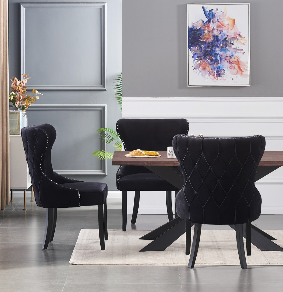 Luxury Dining Table Set Velvet Chairs Dining Table Set 4 and 6 Seater ...