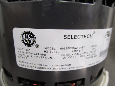 HH BRAND975 サイズ8½E 26.5~27.0 US Motors Nidec ECM Blower Motor M055PWDAZ-0437 0131M00607