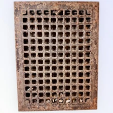 Antique Iron Heating Grate Cover Vent Register Square DESIGN 16 X 12” e