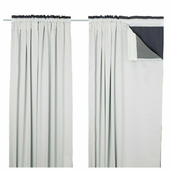 IKEA GLANSNAVA Blackout Curtain Liners 1 Pair Light Grey 143cm X 240cm