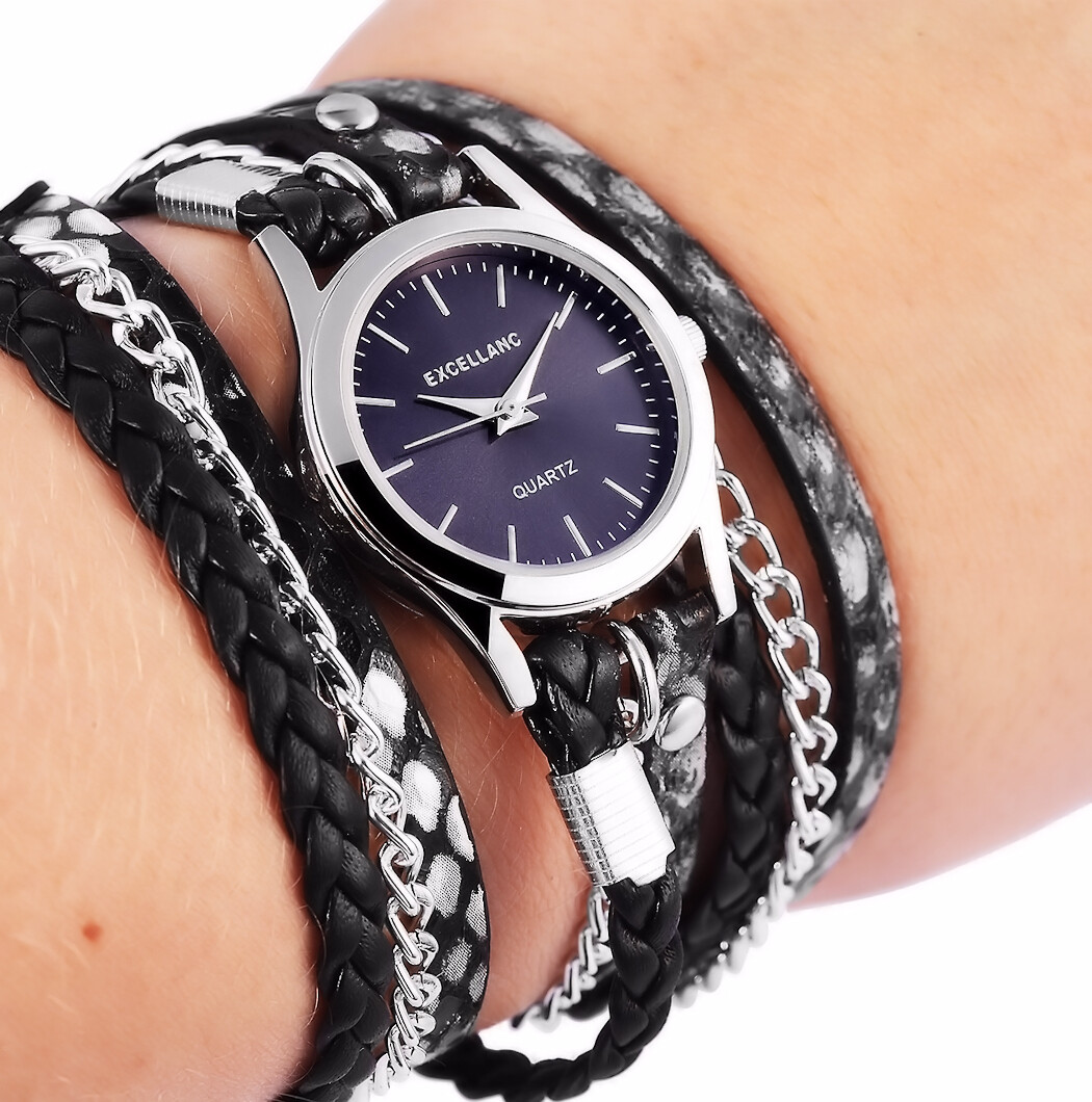 Excellanc Wickelarmband Uhr Damenuhr Armbanduhr Wickelarmband Blau