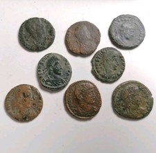 Collection Of Roman Bronze Coins, House Of Constantine/late Empire AE3 X8