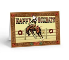 Western Christmas Cards - Cowboy Santa - 12  Holiday Day Cards & Envelope-18039