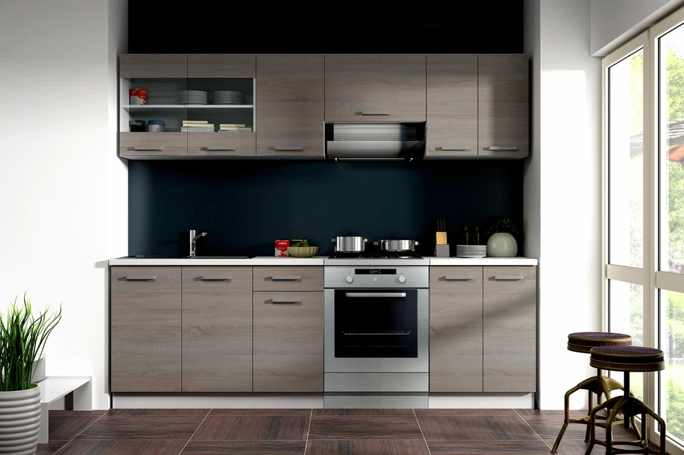 TOP KÜCHE DAVE 240 CM KÜCHENZEILE KÜCHENBLOCK – EICHE SONOMA TRÜFFEL NEU & OVP