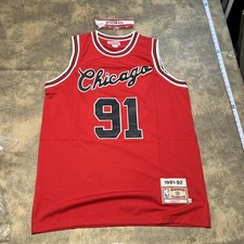 Dennis Rodman Mitchell Ness Jersey Red XL Hardwood Classics Throwback Bulls