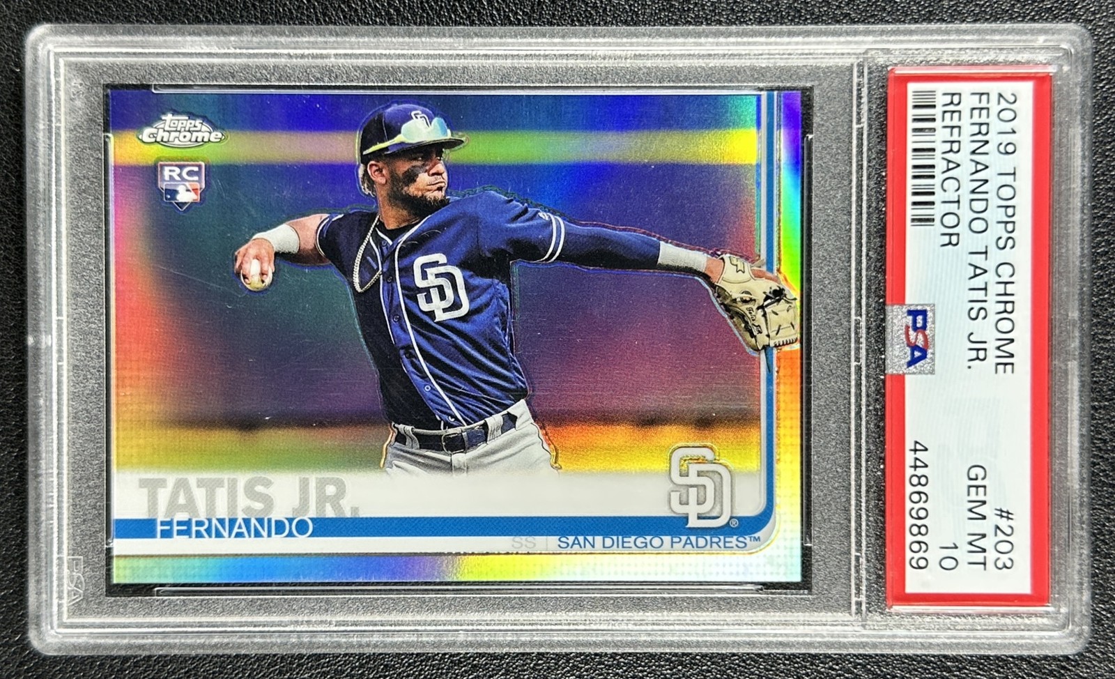 FERNANDO TATIS JR. PSA 10 2019 TOPPS CHROME #203 ROOKIE REFRACTOR RC PADRES 9869