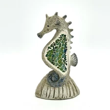 6 X 3 Inch Seahorse Figurine With Mosaic Design Ocean Beach Nautical Decor