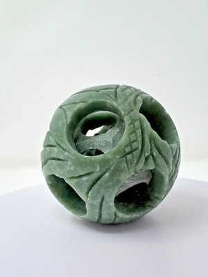 Vintage Chinese Carved Jade Stone Puzzle Ball Sphere 4-Layers Deep 2 