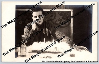 Russian Actor Contemplating City Model RPPC Harbin China Nemirovskiy ~1920s