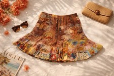 Vintage Jams World Guava Print Ruffle Skirt  Hawaiian Rayon Tropical L
