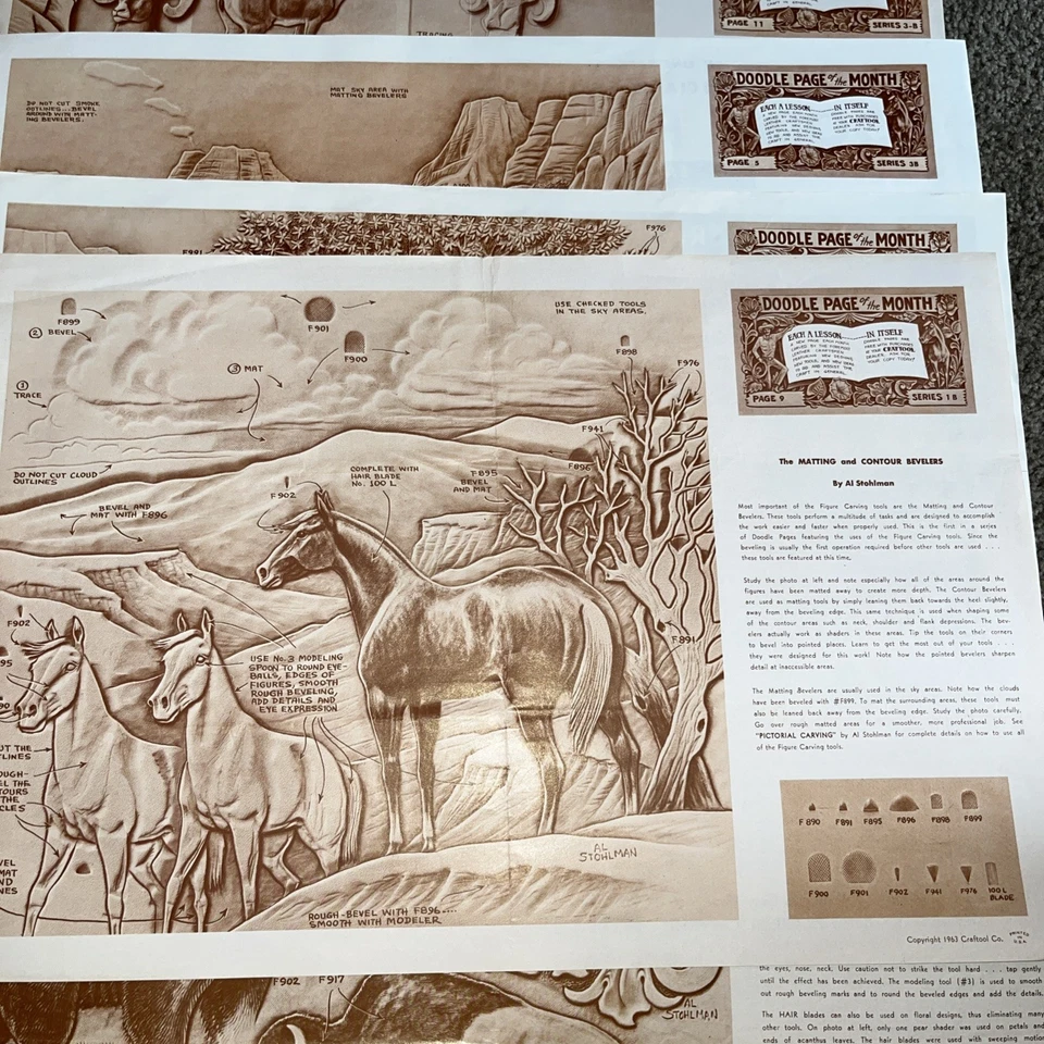 7 patrones de talla de cuero vintage de herramientas artesanales Doodle Page Mes Stohlman Western - Imagen 3 de 4