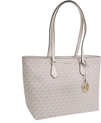 Michael Kors Outlet Sheila L Signature Logo Tote Bag 35S4G6HT9B Light Cream
