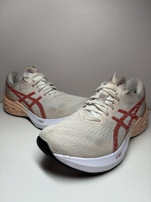 Asics DYNABLAST White/Light Garnet Knit LaceUp Low Top Running Sneakers - Size 8