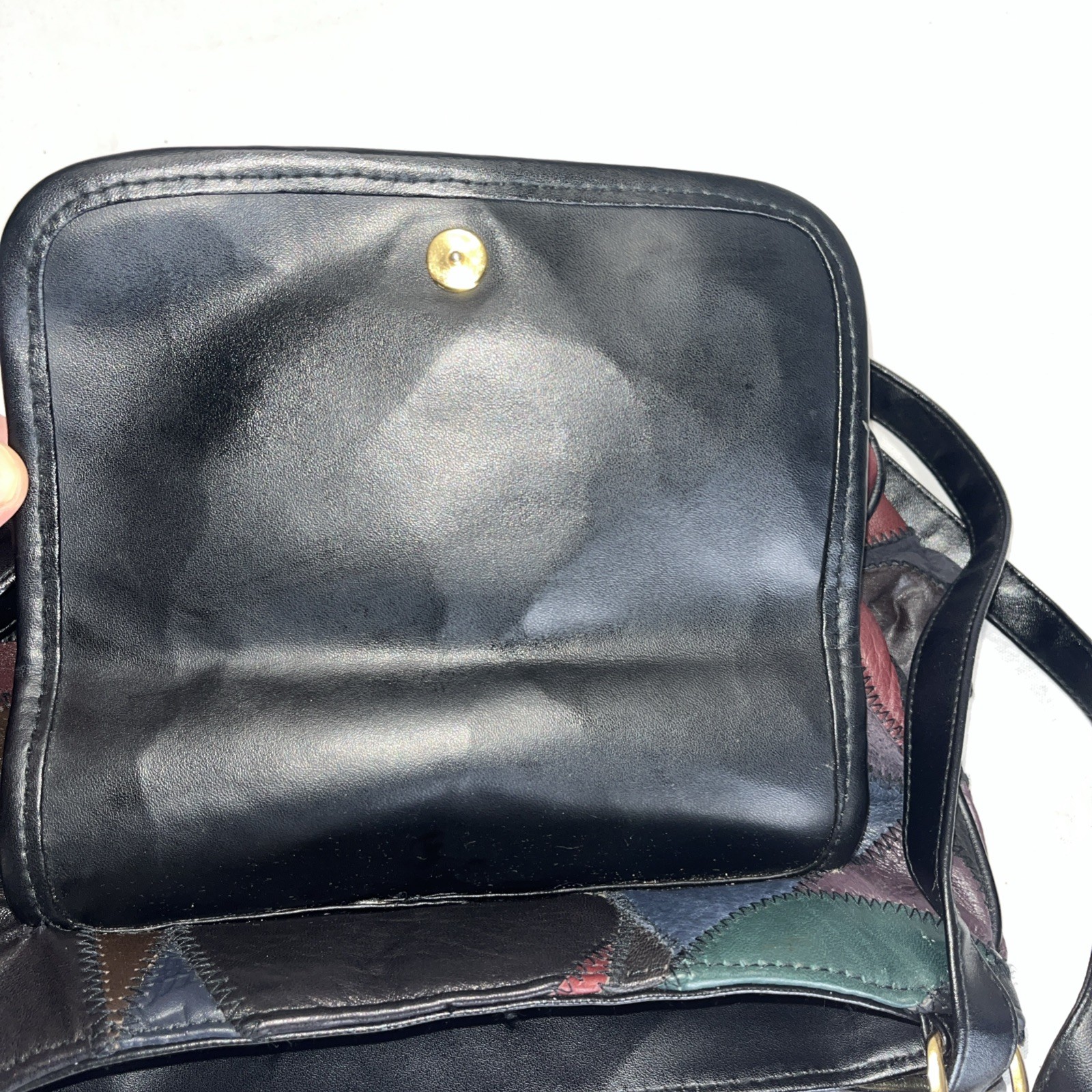 Patchwork Leather Boho Shoulder Bag Multicolor Un… - image 13